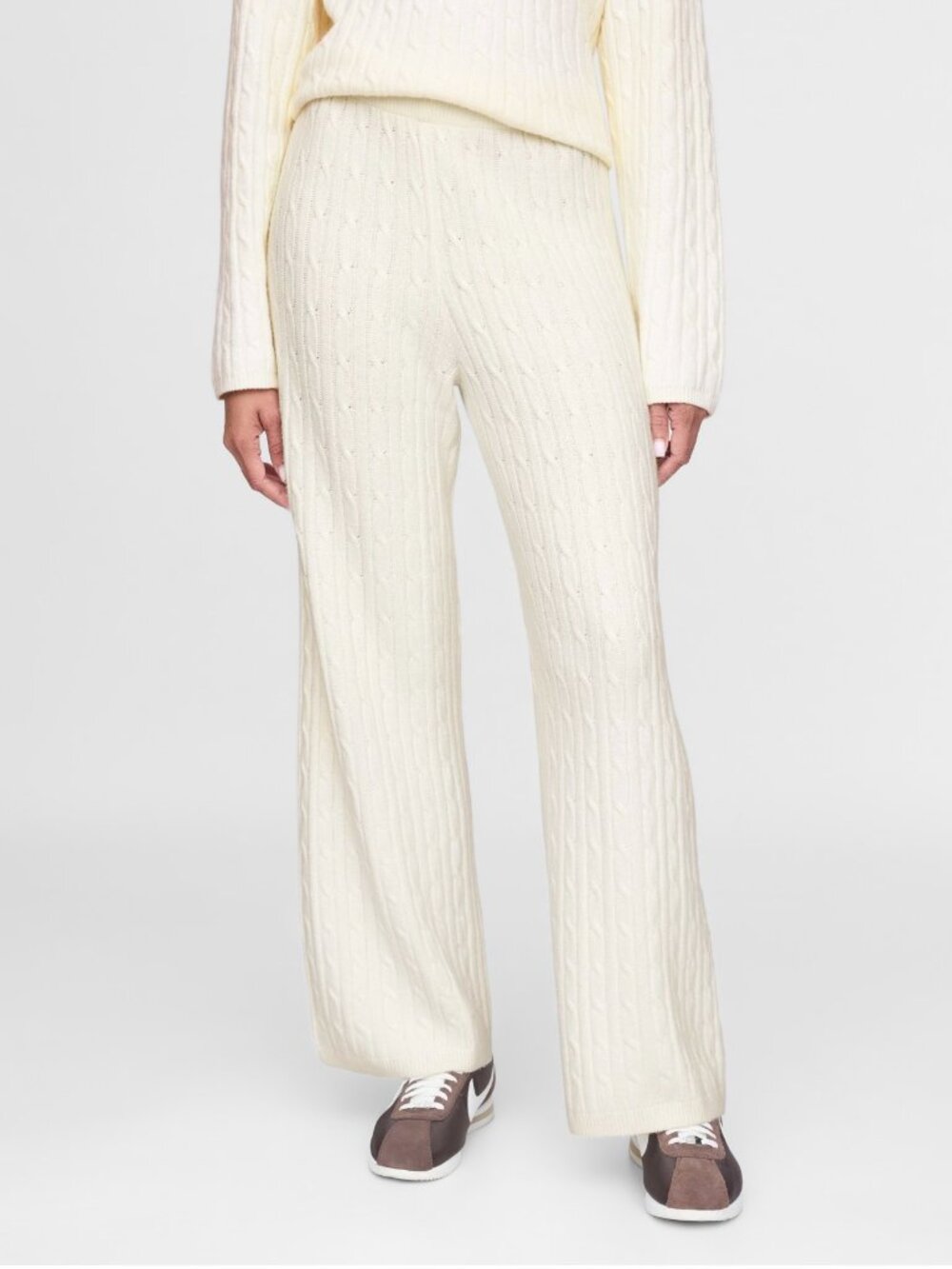 NWT gap cashsoft cable knit pants cream XL